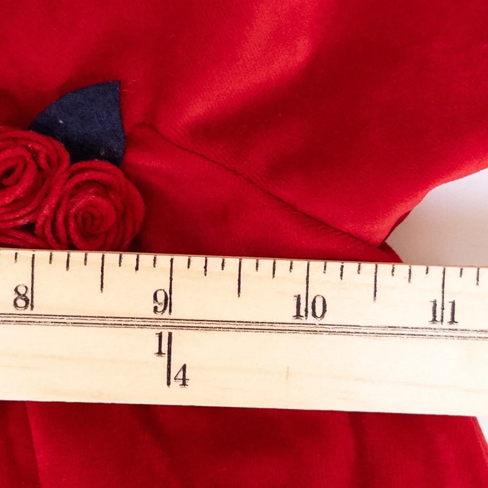 Mayoral Velvet Dress‎ Kids 12M Red Floral Applique Long Sleeve Party Holiday